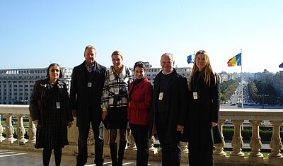 First event in tekom Romania, volunteers and tekom Europe staff standing on balcony